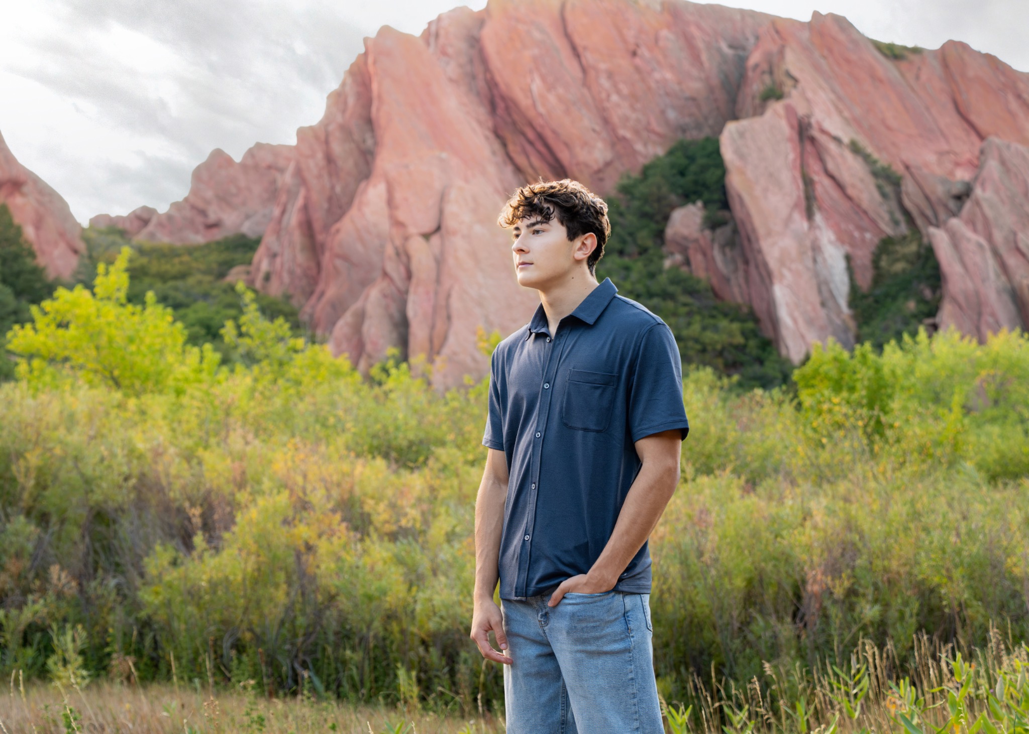 High school senior portrait outdoors