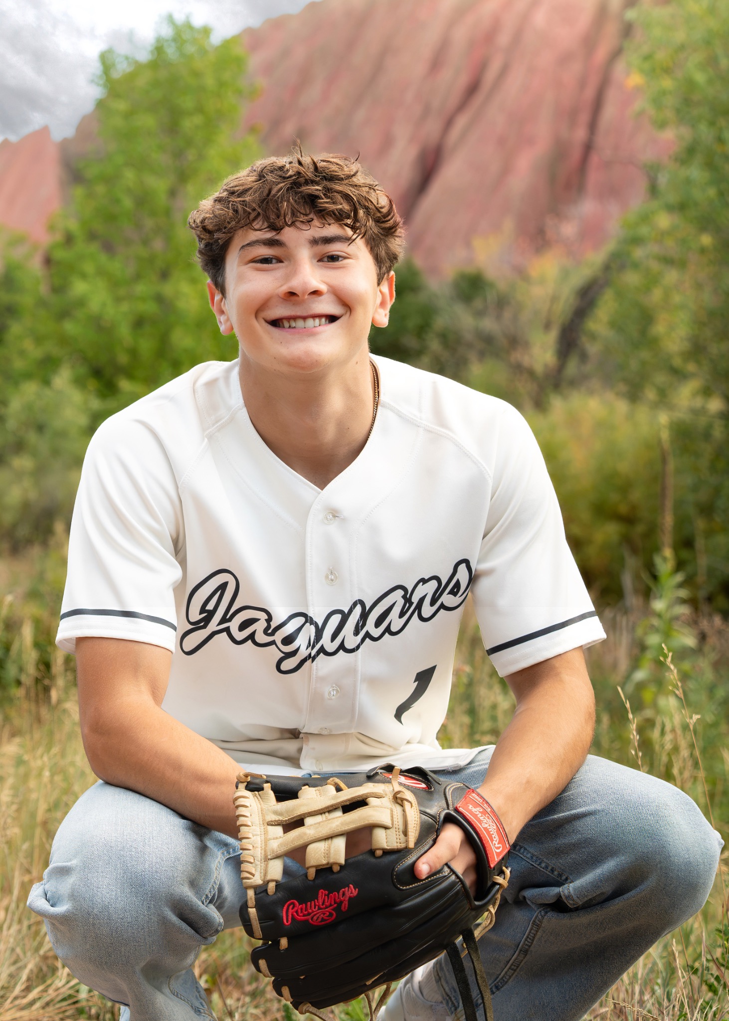 High school senior portrait outdoors